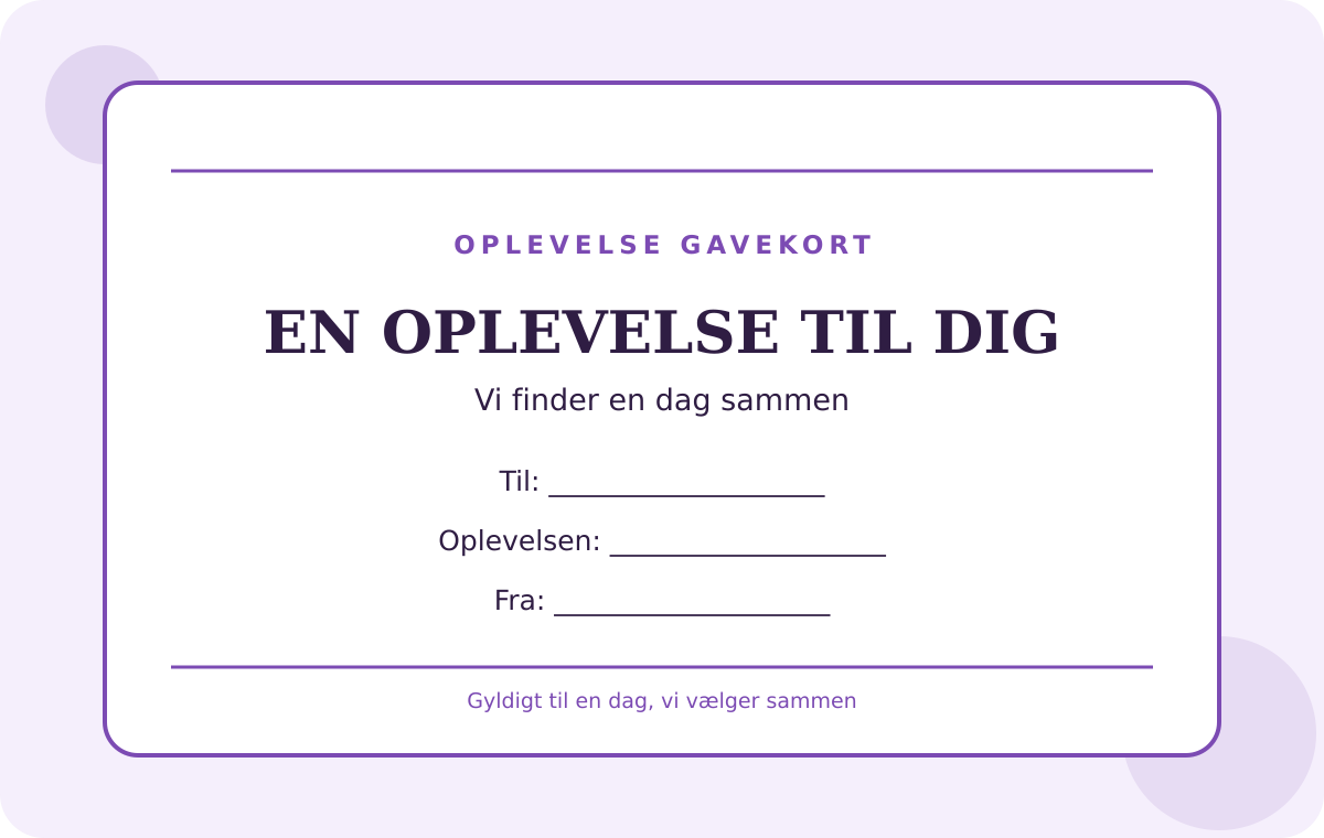 Forhåndsvisning af gratis gavekort-skabelon – Oplevelse