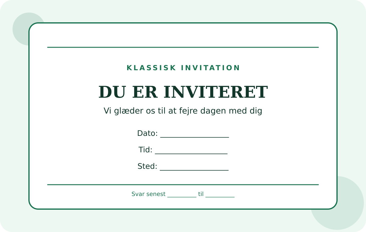 Forhåndsvisning af gratis invitation-skabelon – Klassisk