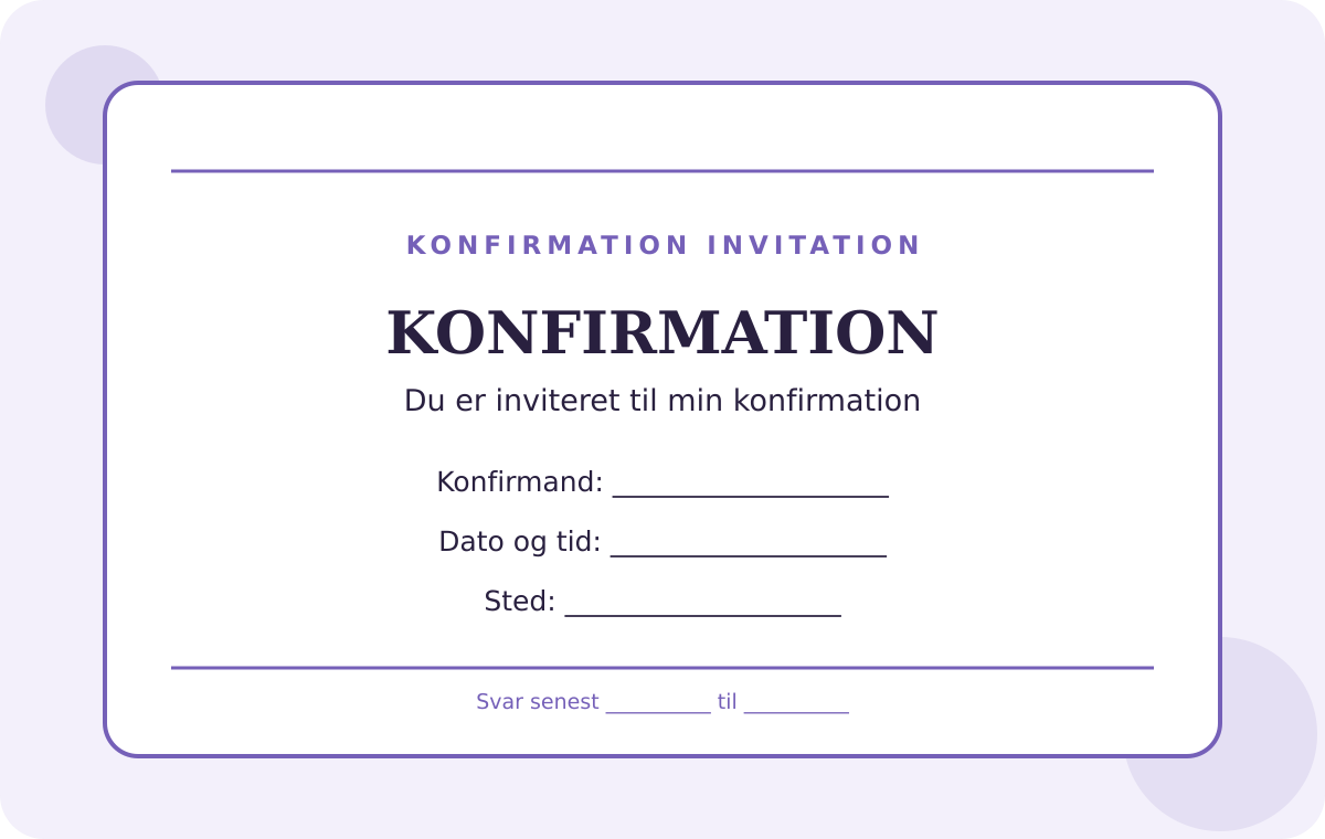 Forhåndsvisning af gratis invitation-skabelon – Konfirmation